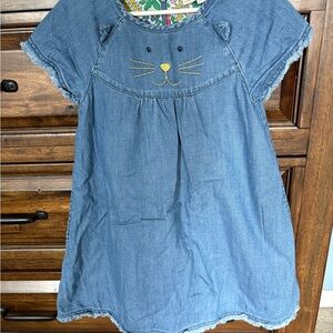 Mini Boden Cute Denim Cat Face Dress